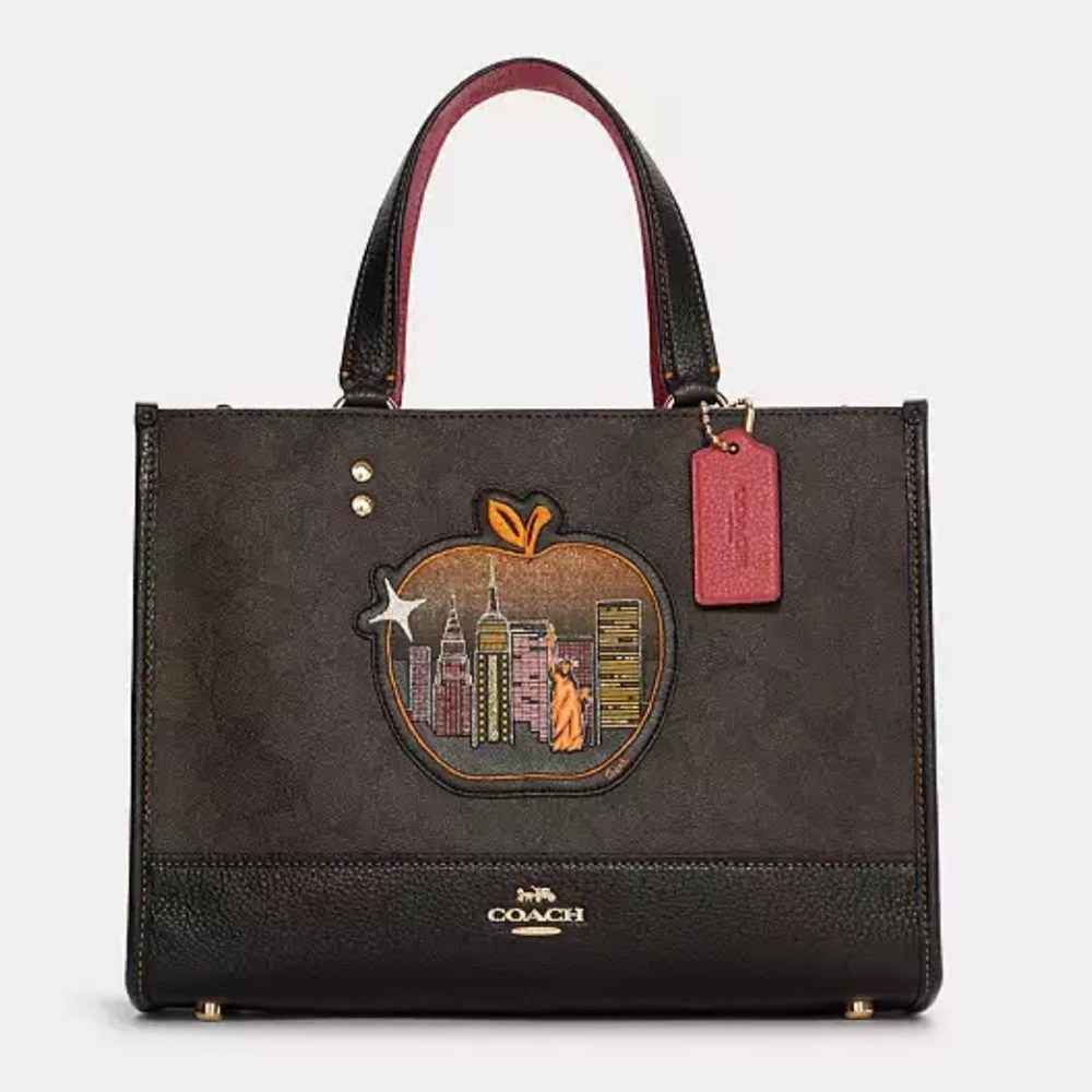 Coach Dempsey Carryall Bag In Signature Canvas With Souvenir Skyline Apple